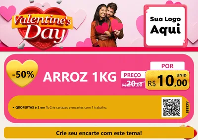 Modelo de Cartaz para Cartaz A4 Horizontal com o tema Valentine's Day para Supermercado