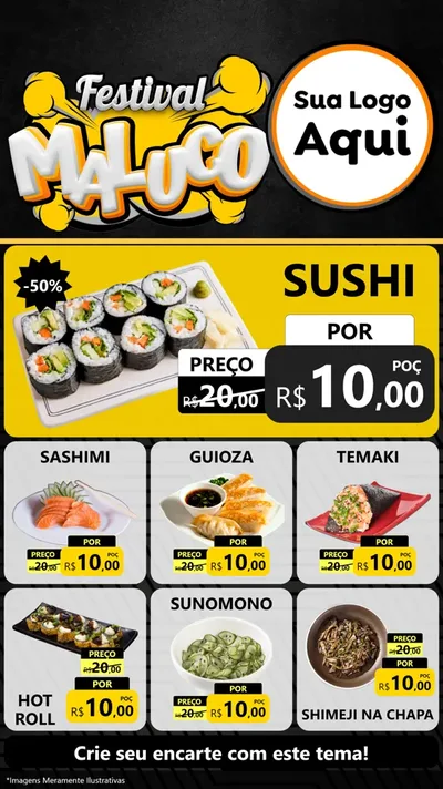 Modelo de Rede Social para Stories com o tema Festival Maluco para Comida japonesa