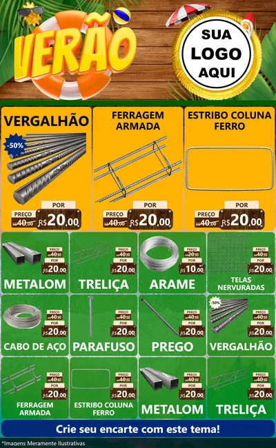Modelo de Encarte para Encarte Grande com o tema Verão para Ferragens