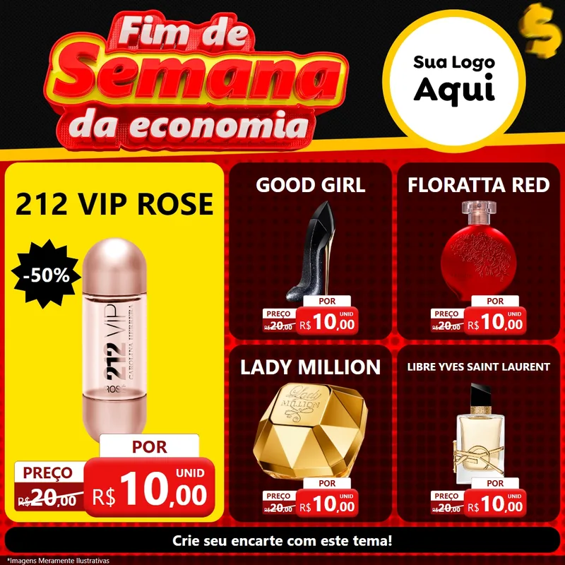Modelo de Rede Social para Feed Facebook com o tema Fim de Semana da Economia para Perfumes