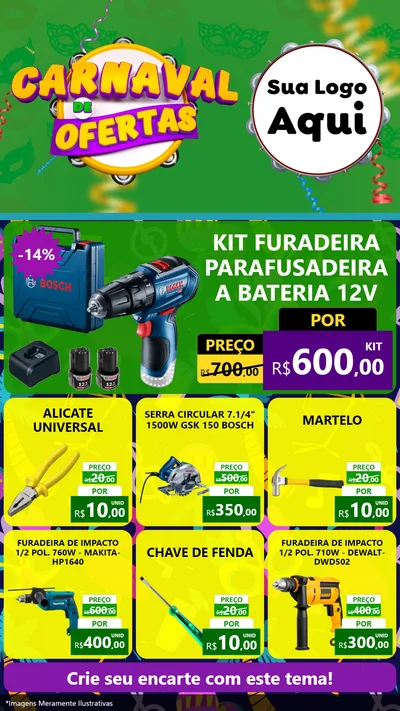 Modelo de Rede Social para Stories com o tema Carnaval de Ofertas para Maquinas e Ferramentas