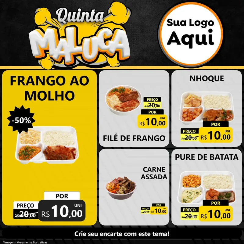 Modelo de Rede Social para Feed Facebook com o tema Quinta Maluca para Restaurante