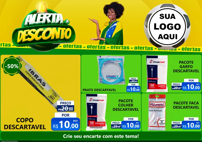 Modelo de Encarte para Encarte A4 Horizontal com o tema Alerta de Desconto para Embalagens