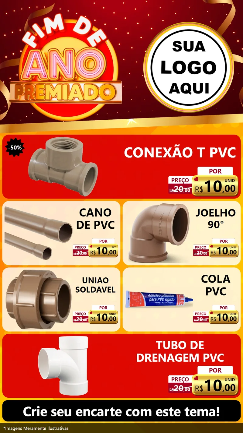 Modelo de TV para TV Vertical com o tema Fim de Ano Premiado para Tubos e conexões