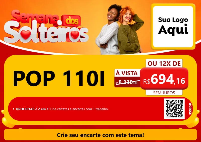 Modelo de Cartaz para Cartaz A4 Horizontal com o tema Semana dos Solteiros para Concessionaria de Motos