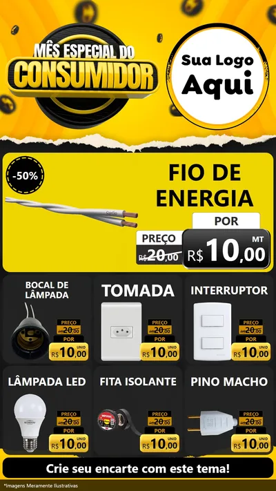 Modelo de Rede Social para Stories com o tema Mês Especial do Consumidor para Materiais Elétricos