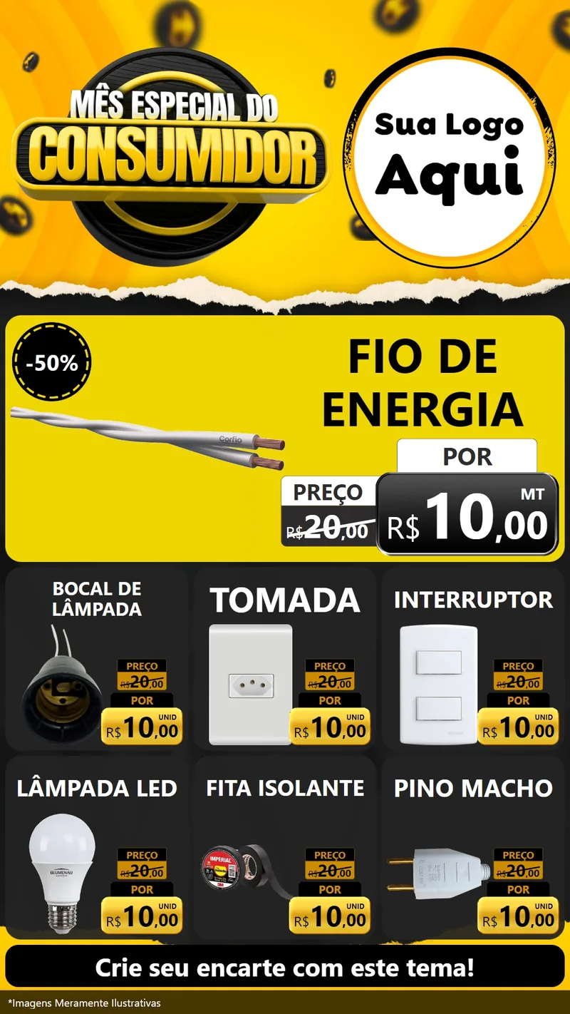 Modelo de Rede Social para Stories com o tema Mês Especial do Consumidor para Materiais Elétricos