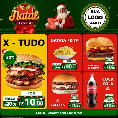 Modelo de Rede Social para Feed Facebook com o tema Natal Especial para Hamburgueria