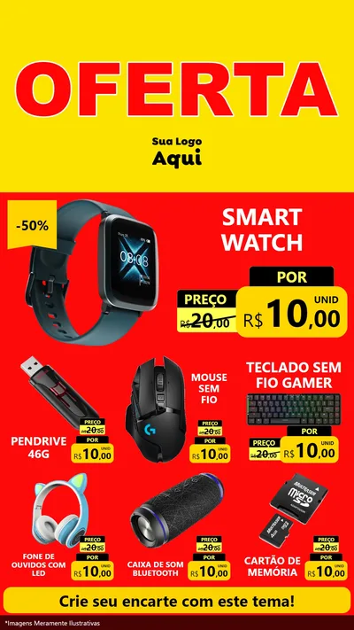 Modelo de Rede Social para Stories com o tema OFERTA - Vermelho Cartaz para Informática