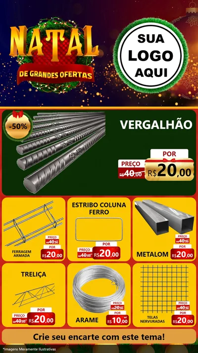 Modelo de Rede Social para Stories com o tema Natal de Grandes Ofertas para Ferragens