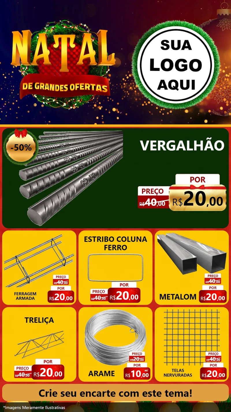 Modelo de Rede Social para Stories com o tema Natal de Grandes Ofertas para Ferragens
