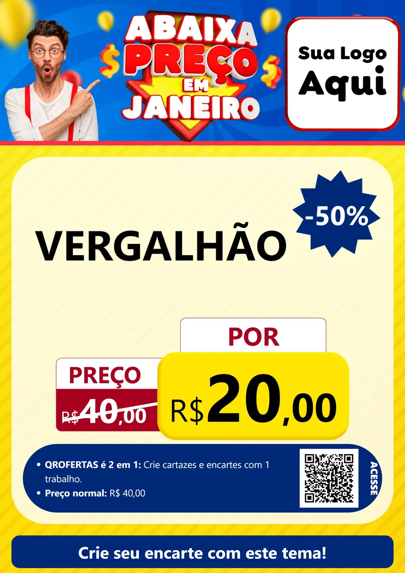 Modelo de Cartaz para Cartaz A4 Vertical com o tema Abaixa Preço em Janeiro para Ferragens