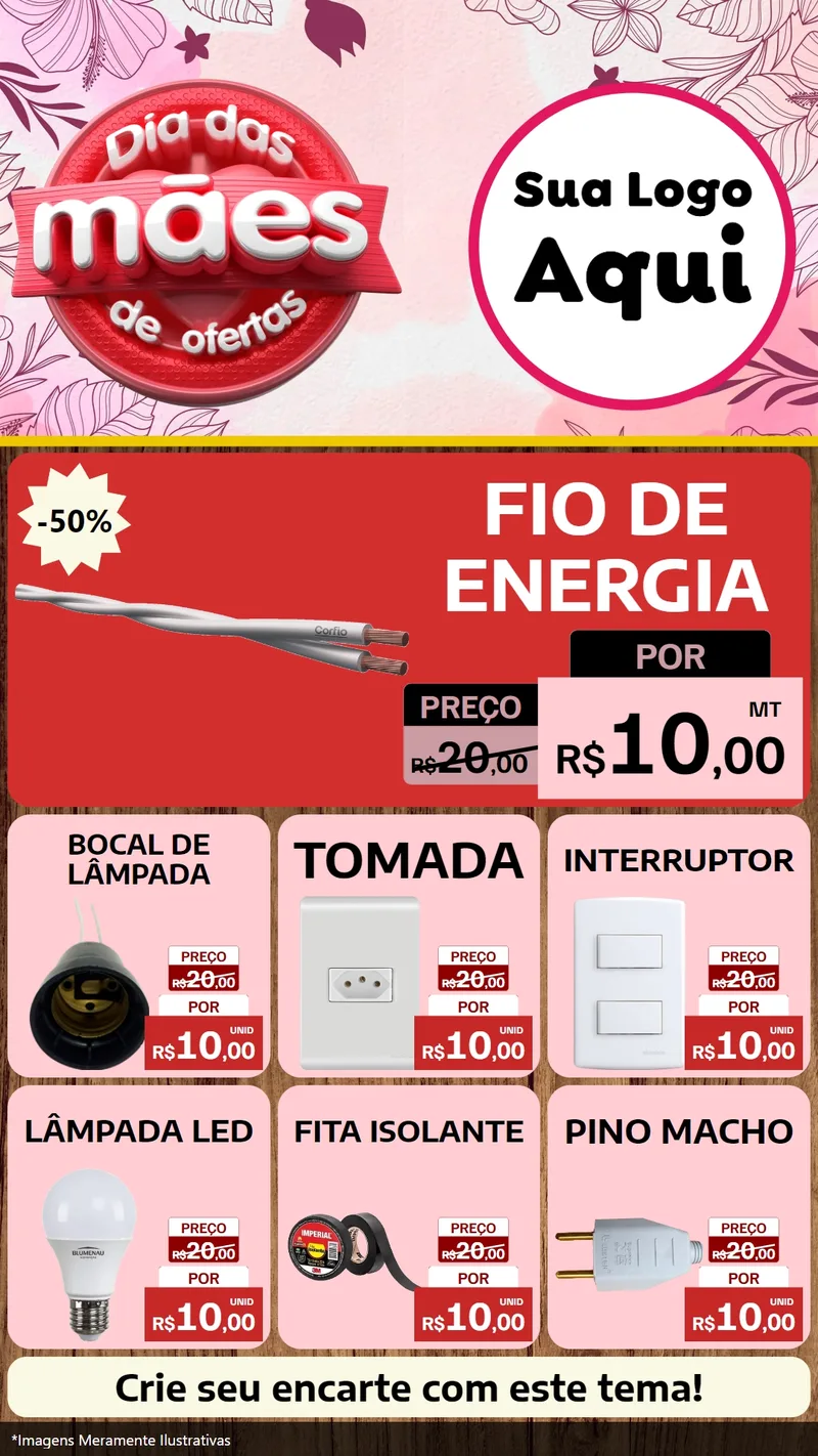 Modelo de Rede Social para Stories com o tema Dia Das Mães De Ofertas para Materiais Elétricos