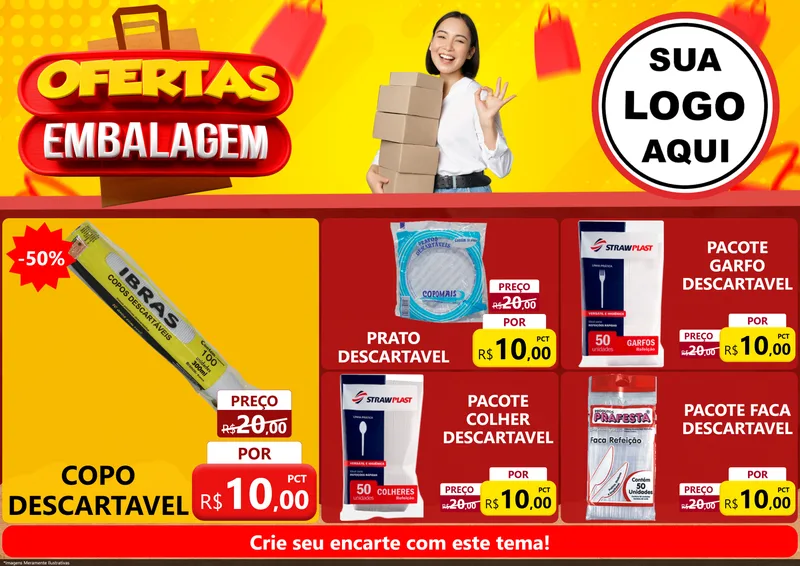 Modelo de Encarte para Encarte A4 Horizontal com o tema Ofertas Embalagem para Embalagens