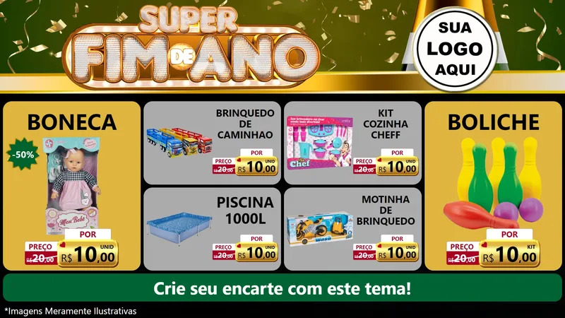 Modelo de TV para TV Horizontal com o tema Super Fim de Ano para Brinquedos