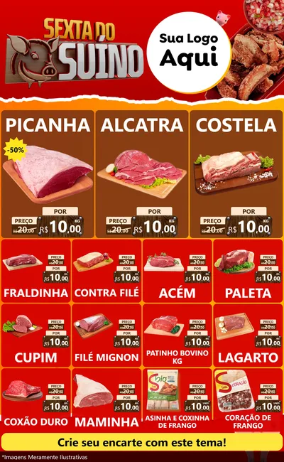 Modelo de Encarte para Encarte Grande com o tema Sexta do Suíno para Açougue