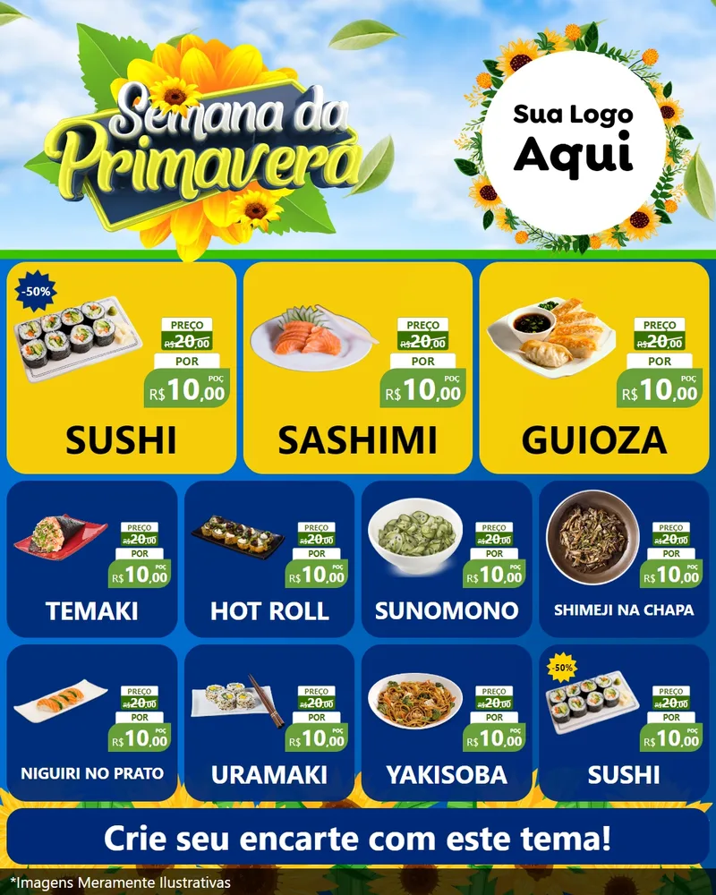 Modelo de Rede Social para Feed Instagram com o tema Semana da Primavera para Comida japonesa