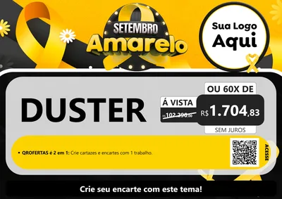 Modelo de Cartaz para Cartaz A4 Horizontal com o tema Setembro Amarelo para Concessionaria de Carros