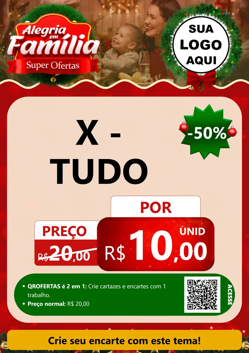 Modelo de Cartaz para Cartaz A4 Vertical com o tema Alegria Em Família - Super Ofertas para Hamburgueria
