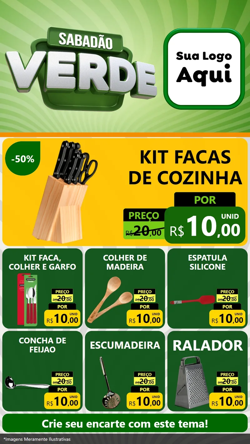 Modelo de Rede Social para Stories com o tema Sabadão Verde para Utilidades Domésticas