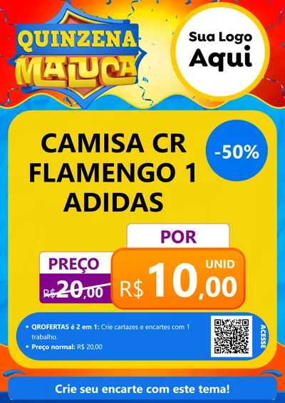Modelo de Cartaz para Cartaz A4 Vertical com o tema Quinzena Maluca para Roupas e acessórios