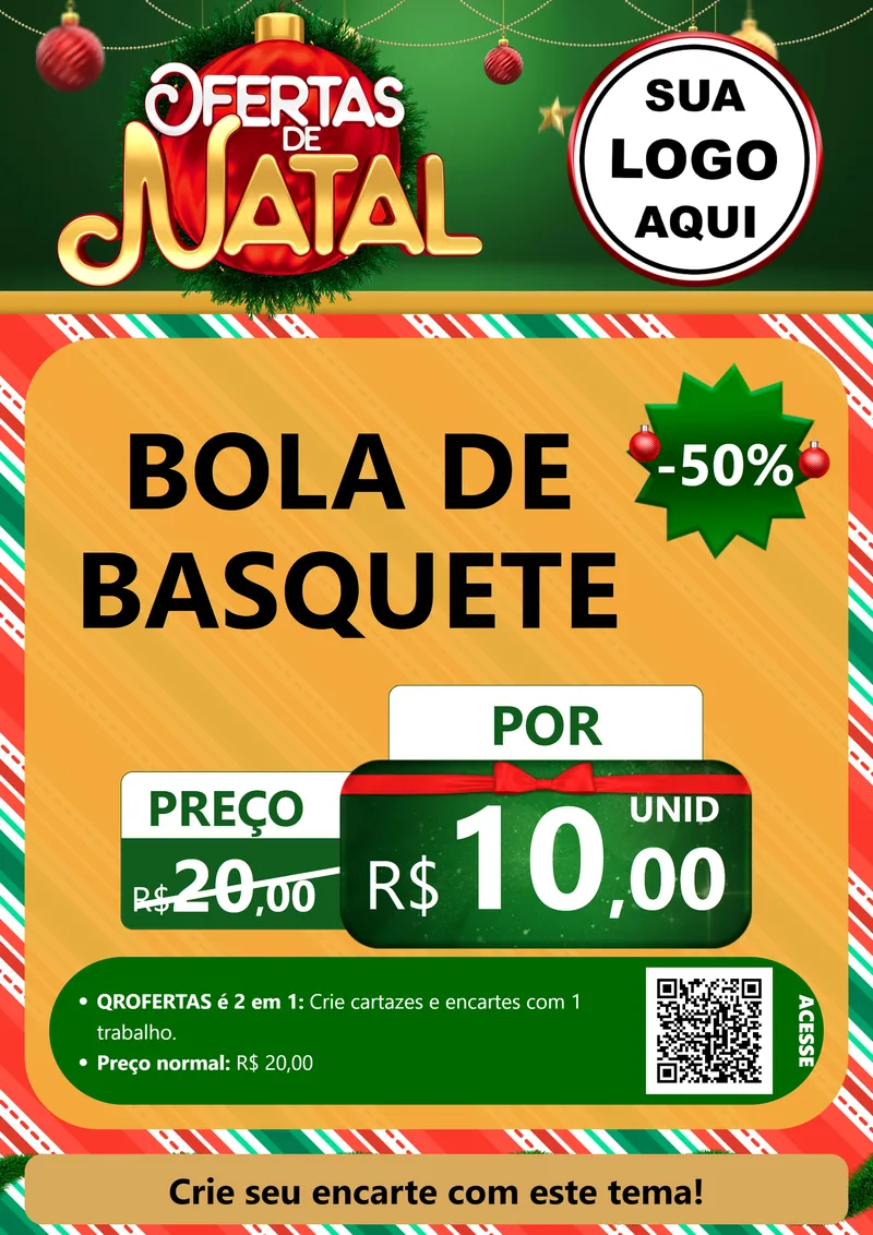 Modelo de Cartaz para Cartaz A4 Vertical com o tema Ofertas de Natal para Artigos Esportivos
