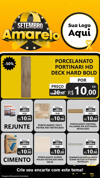 Modelo de Rede Social para Stories com o tema Setembro Amarelo para Pisos e revestimentos