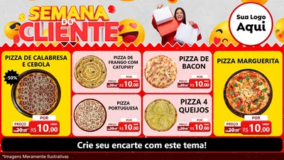 Modelo de TV para TV Horizontal com o tema Semana do Cliente para Pizzaria