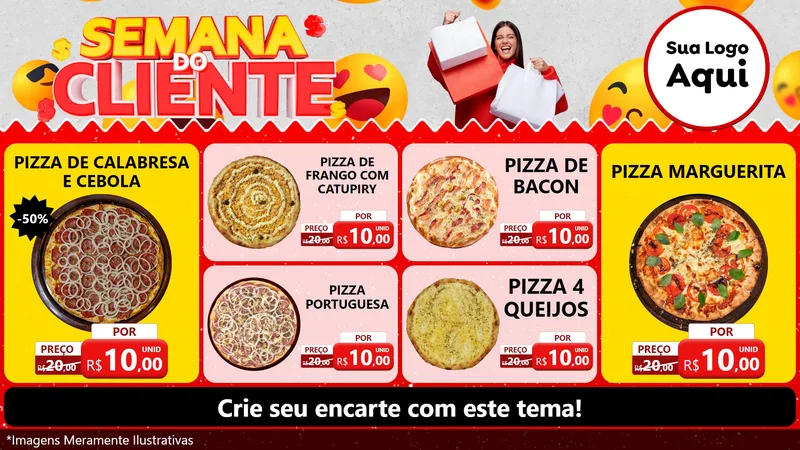 Modelo de TV para TV Horizontal com o tema Semana do Cliente para Pizzaria
