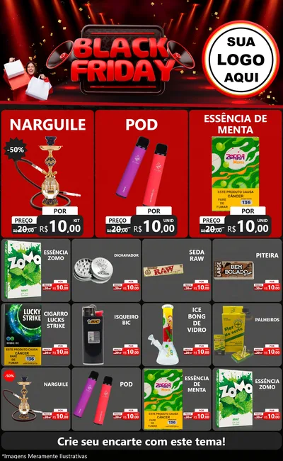 Modelo de Encarte para Encarte Grande com o tema Black Friday para Tabacaria