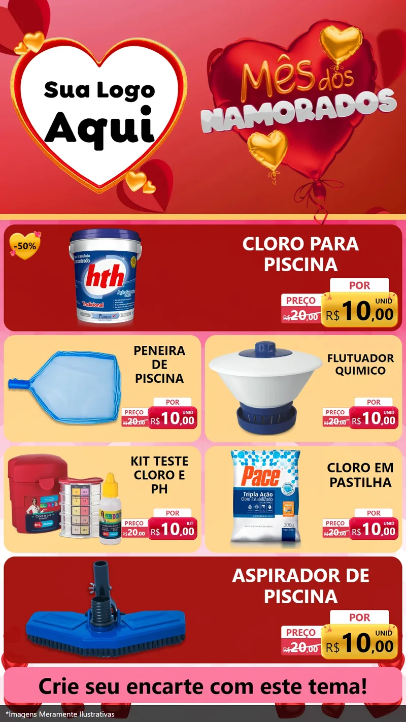 Modelo de TV para TV Vertical com o tema Mês dos Namorados para Produtos para Piscina