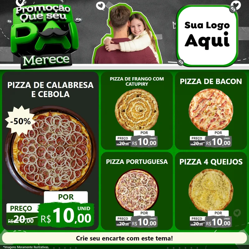 Modelo de Rede Social para Feed Facebook com o tema Promoção Que seu Pai Merece para Pizzaria