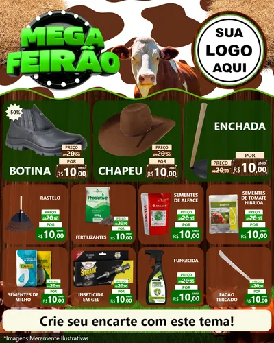 Modelo de Rede Social para Feed Instagram com o tema Mega Feirão - Agro para Agropecuária