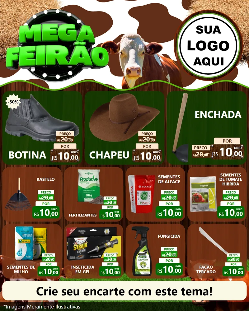Modelo de Rede Social para Feed Instagram com o tema Mega Feirão - Agro para Agropecuária