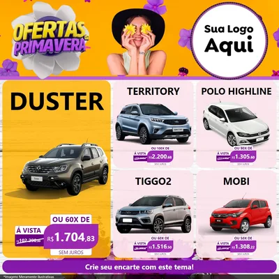 Modelo de Rede Social para Feed Facebook com o tema Ofertas Da Primavera para Concessionaria de Carros