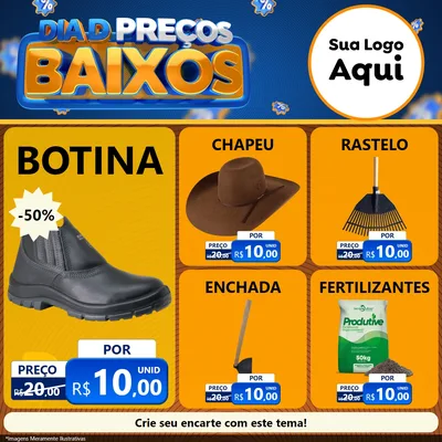Modelo de Rede Social para Feed Facebook com o tema Dia D Preço Baixo para Agropecuária