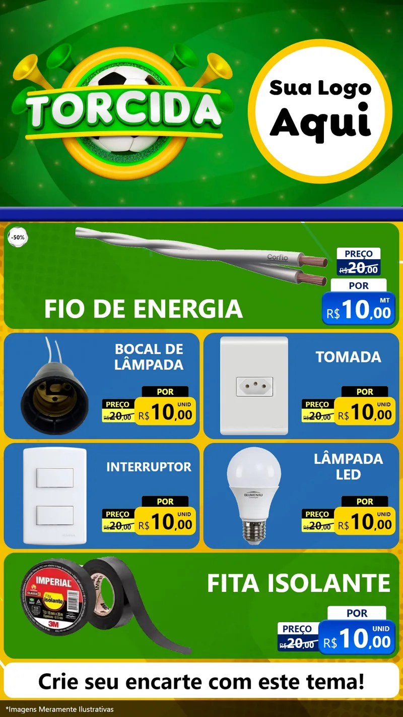 Modelo de TV para TV Vertical com o tema Torcida para Materiais Elétricos