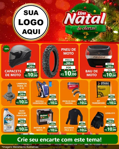 Modelo de Rede Social para Feed Instagram com o tema Um Natal de Ofertas para Moto peças