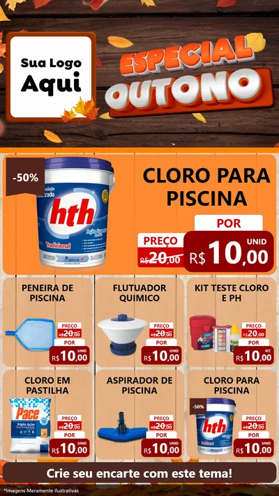 Modelo de Rede Social para Stories com o tema Especial Outono para Produtos para Piscina