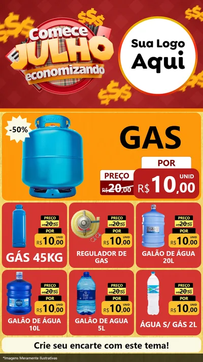 Modelo de Rede Social para Stories com o tema Comece Julho Economizando para Água e gás