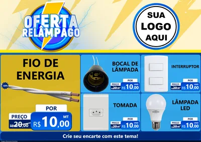 Modelo de Encarte para Encarte A4 Horizontal com o tema Oferta Relâmpago para Materiais Elétricos