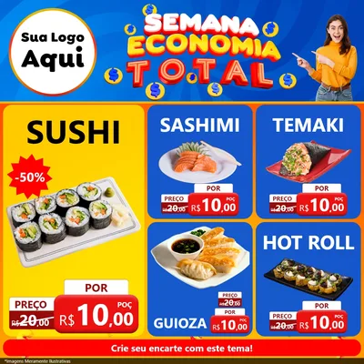 Modelo de Rede Social para Feed Facebook com o tema Semana Economia Total para Comida japonesa
