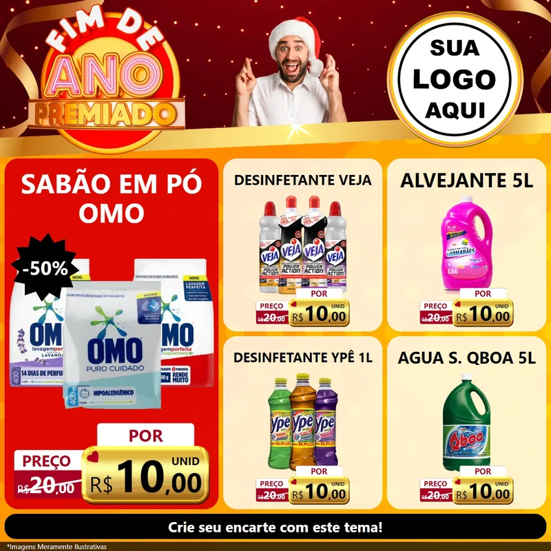 Modelo de Rede Social para Feed Facebook com o tema Fim de Ano Premiado para Produtos de Limpeza