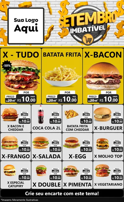 Modelo de Encarte para Encarte Grande com o tema Setembro Imbatível para Hamburgueria