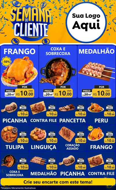Modelo de Encarte para Encarte Grande com o tema Semana do Cliente para Assados