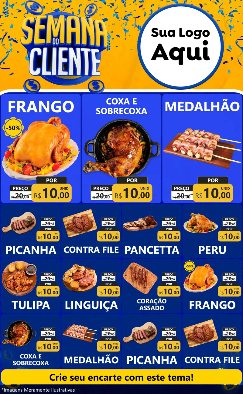 Modelo de Encarte para Encarte Grande com o tema Semana do Cliente para Assados