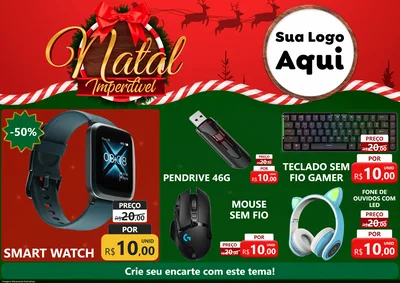 Modelo de Encarte para Encarte A4 Horizontal com o tema Natal Imperdível para Informática