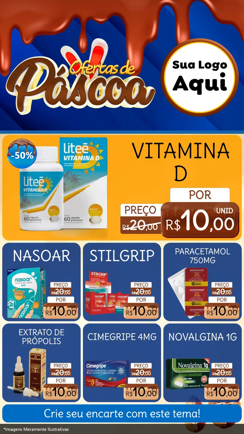 Modelo de Rede Social para Stories com o tema Ofertas de Páscoa para Farmácia