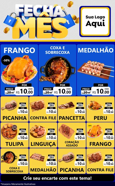 Modelo de Encarte para Encarte Grande com o tema Fecha Mês para Assados