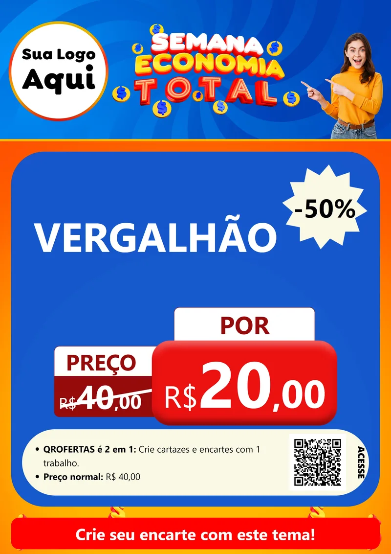 Modelo de Cartaz para Cartaz A4 Vertical com o tema Semana Economia Total para Ferragens